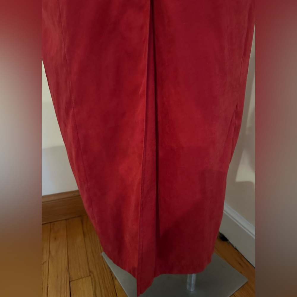 London Fog Red Double Breast Trench Coat. Black Velvet Accents With Tie. Sz 12 - Picture 9 of 13
